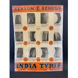 An India Tyres pictorial aluminium advertising sign, 17 x 22 1/2".