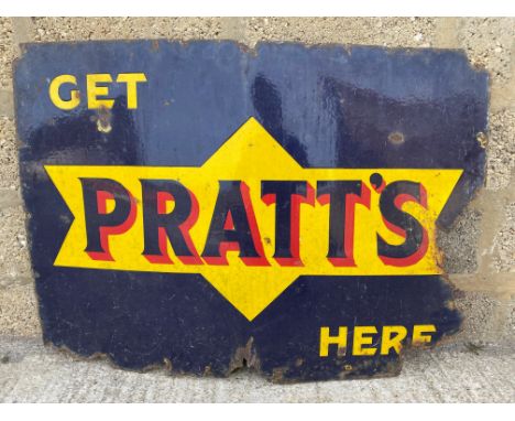 A Get Pratt's Here rectangular enamel sign, 42 x 30".