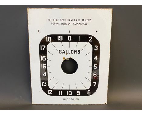 Two Avery Hardoll 101/598 enamel petrol pump dials, each 11 x 13 3/4".