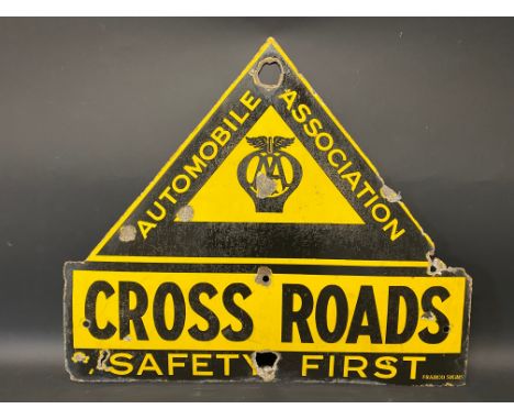 An AA Safety First 'Cross Roads' enamel sign by Franco, 26 x 22".