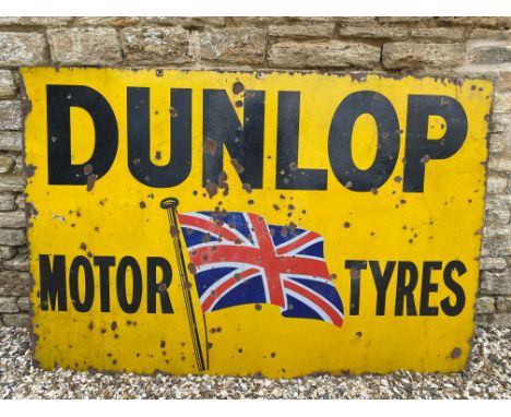 A large Dunlop Motor Tyres rectangular enamel sign by A.J.Wilson &amp; Co. Ld, London, 72 x 48".