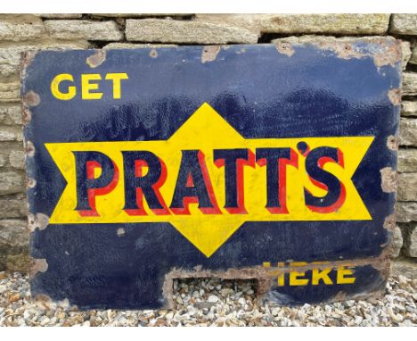 A Get Pratt's Here rectangular enamel sign, 42 x 30".