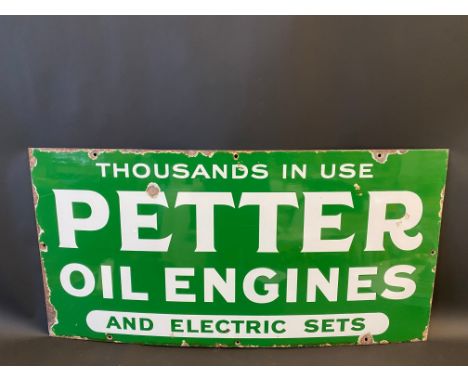 A Petter Oil Engines and Electric Sets, rectangular enamel sign with excellent gloss, 36 x 18".