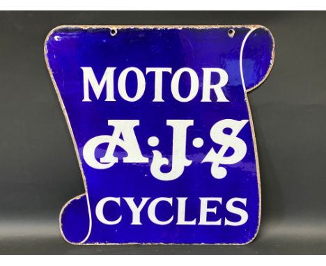 A rare AJS Motor Cycles double sided enamel sign with excellent gloss, 18 x 20".