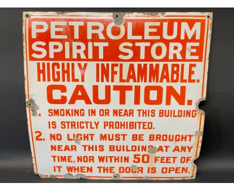 A Petroleum Spirit Store Caution enamel sign, by Bruton of Palmers Green, 24 x 24".