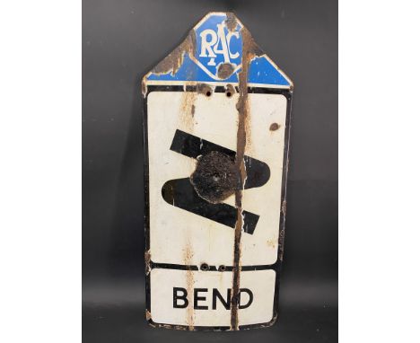 An RAC Bend enamel sign, by Bruton of Palmers Green, 12 x 26 1/2".