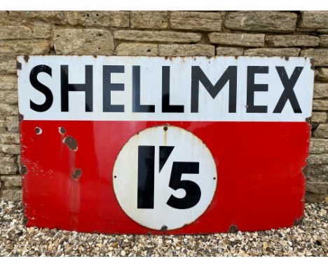 A large Shellmex rectangular enamel sign with central enamel price sign, 60 x 36".