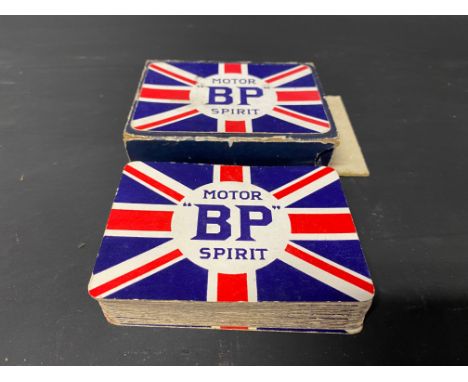 A quantity of BP Motor Spirit playing cards, with union jack image.