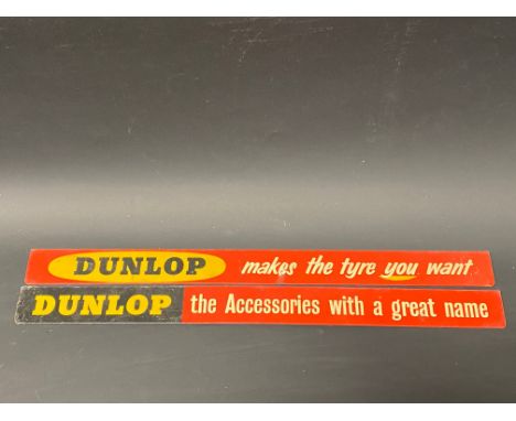 Two Dunlop advertising shelf strips.