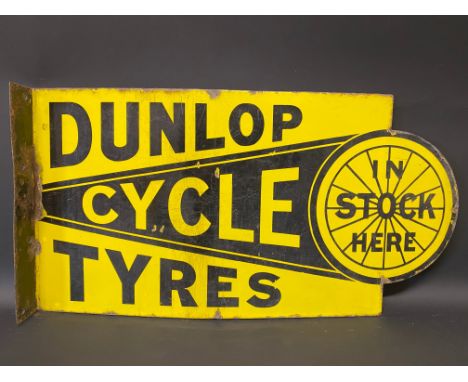 A Dunlop Cycle Tyres double sided enamel sign with hanging flange, by Griffiths &amp; Browett Ltd, 27 x 14".