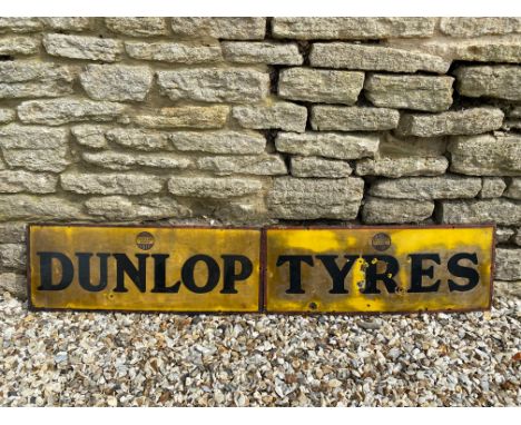A Dunlop Tyres two piece enamel sign, 60 x 12".