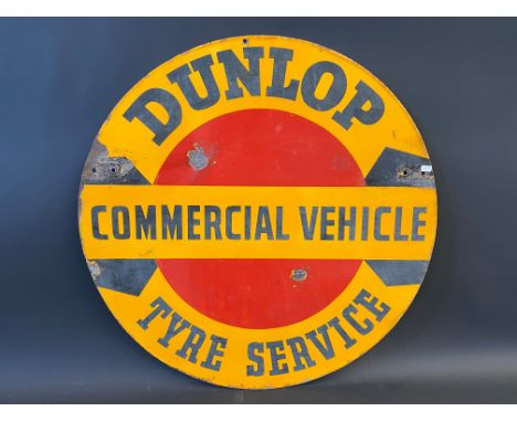 A Dunlop Commercial Vehicle Tyre Service circular double sided enamel sign, 24" diameter.