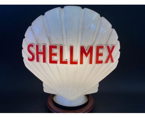 A Shellmex glass petrol pump globe by Hailware, fully stamped underneath.