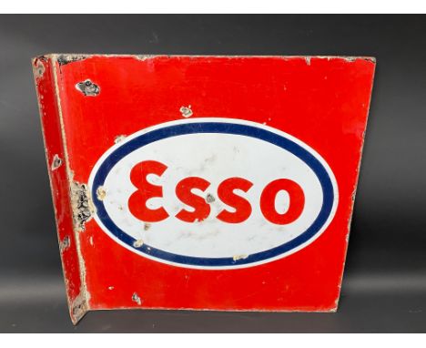 An Esso double sided enamel sign with hanging flange, 22 x 22".