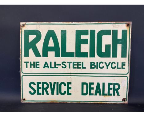 A Raleigh The All-Steel Bicycle Service Dealer rectangular enamel sign, 24 x 18".