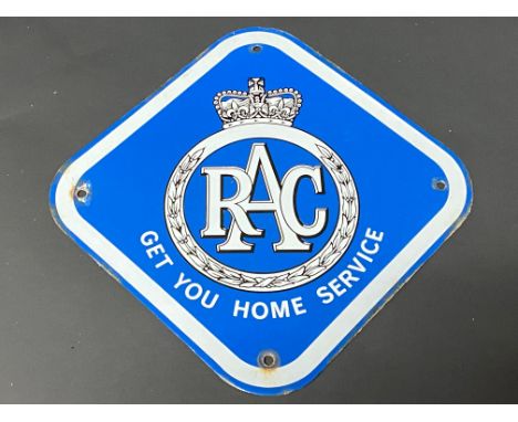 An RAC Get You Home Service lozenge shaped enamel sign, 11 x 11".