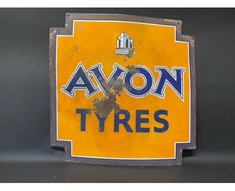 An Avon Tyres Art Deco style enamel sign, 24 x 24".