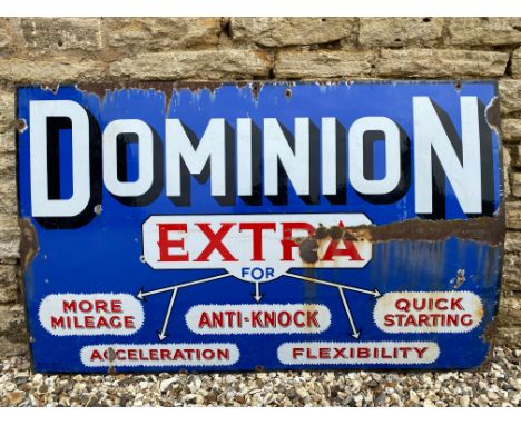 A rarely seen Dominion 'Extra' enamel sign, by Bruton of London, 48 x 30".