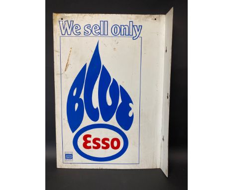 An Esso Blue rectangular double sided advertising sign with hanging flange, 14 x 20".