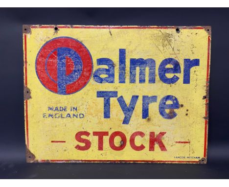 A Palmer Tyre Stock rectangular double sided enamel sign by Hancor of Mitcham, 24 x 18".