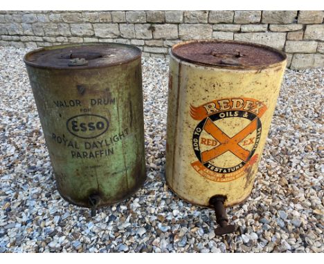 An Esso Valor ten gallon drum and a Redex ten gallon drum.