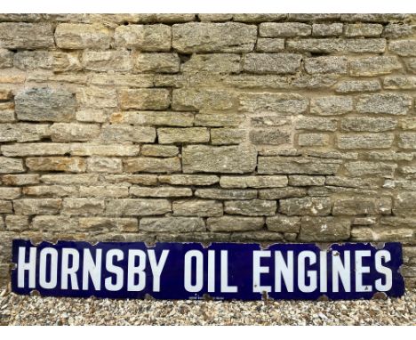 A Hornsby Oil Engines rectangular enamel sign by Patent Enamel, 84 x 12".