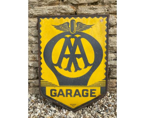 An AA Garage enamel sign by Franco in a metal frame, 22 x 31 1/2".