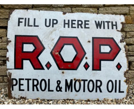An ROP Petrol and Motor Oil rectangular enamel sign, 48 x 36".