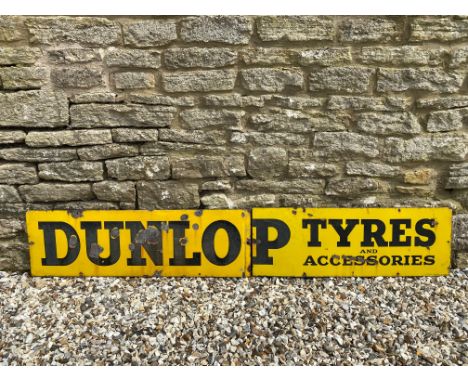 A Dunlop Tyres and Accessories two piece enamel sign by Imperial Enamel, 73 x 12".