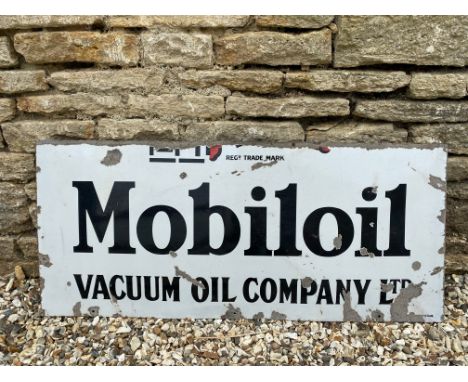 A partial Mobiloil enamel sign, 45 x 20".
