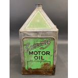 An 'Economy' Motor Oil by Edward Wiggins & Co. five gallon pyramid can.