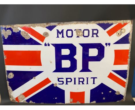 A partial BP Motor Spirit Union Jack enamel sign by Bruton of Palmers Green, 46 x 31".