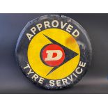 A Dunlop Approved Tyre Service circular tin advertising sign, 30" diameter.