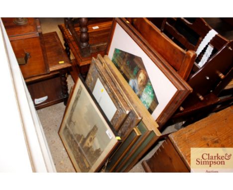 A quantity of various decorative prints, picture frames etc.