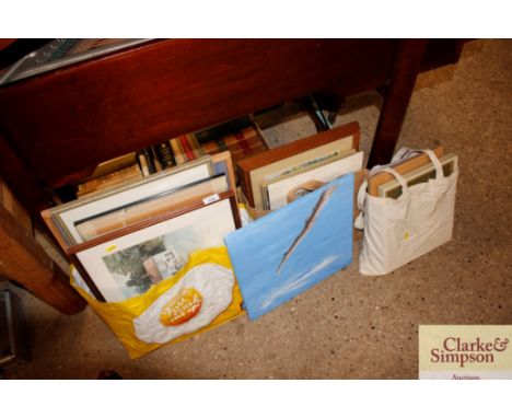 Three bags of various pictures and prints 