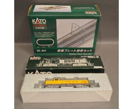 A Kato ALCORSC-2 HO Scale Locomotive within original box Union Pacific, together with a Kato uni-track N gauge double track p