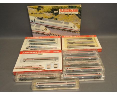 A Fleischmann Piccolo N Scale Ice 2 7490 within original box, together with two other boxed sets 7415 and 7460 and a small co