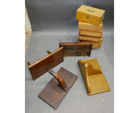 Four Various Clock Wall Brackets, together with six wooden collectors' boxes 