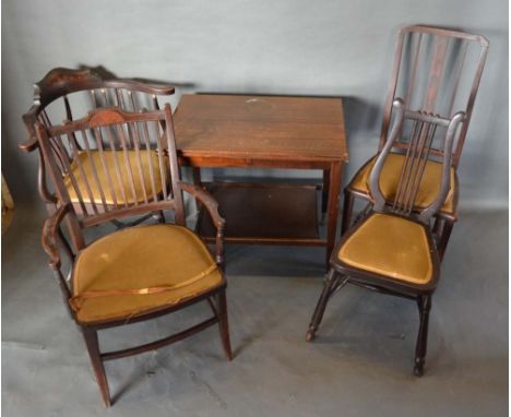 A Mahogany Foldover Card Table, together with four side chairs 