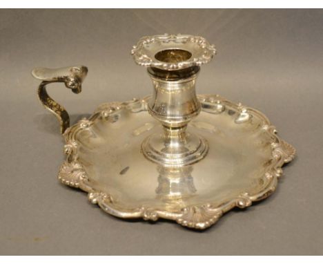 A Victorian Silver Chamber Candlestick of shaped outline, Sheffield 1850 