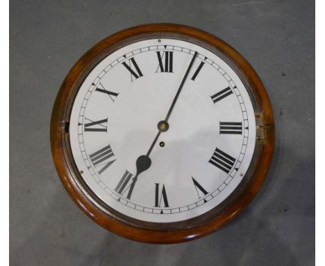 A 19th Century Mahogany Circular Wall Clock with single fusee movement, 38cm diameter 