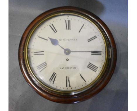 A 19th Century Circular Wall Clock by William Mc.Ferran, Manchester, with single fusee movement, 38cm diameter 