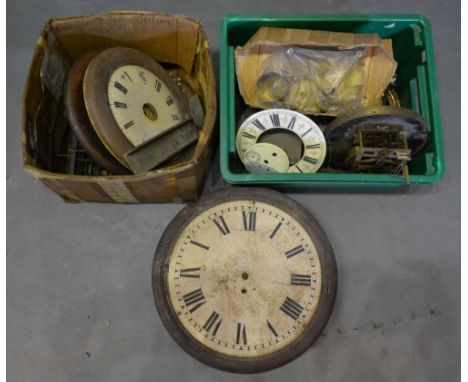 A 19th Century Circular Wall Clock with fusee movement, together with various related parts, movements and faces 