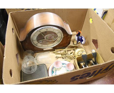 Box assorted including a mantle clock etc.