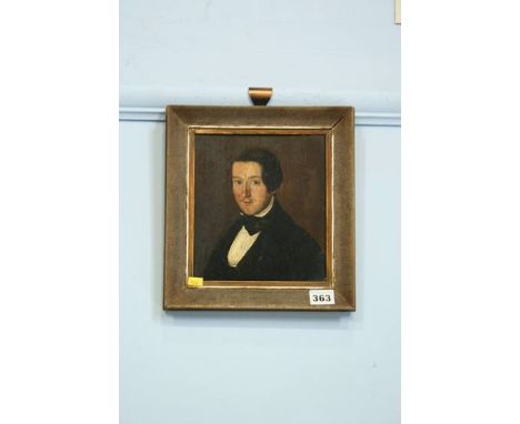 19th century oil on panel, '1/4 length portrait of a man'. 19 x 17cm