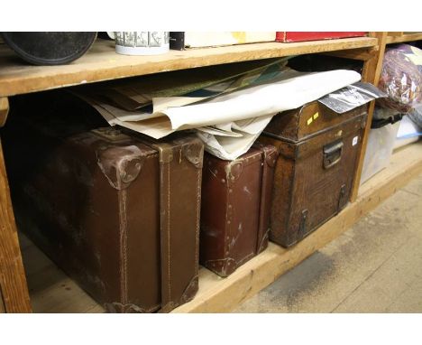 Tin trunk, 2 suitcases etc.