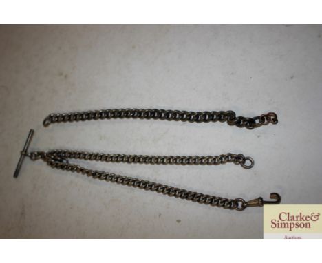 A silver Albert chain; and a silver bracelet 72gms