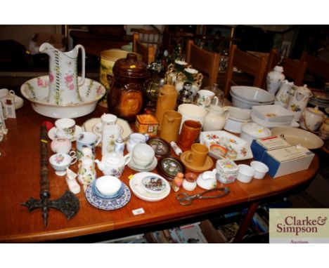 An early 20th Century toilet jug and basin; a large quantity of various decorative china, glassware etc.