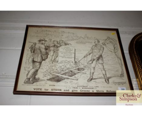 A 19th Century political print after William Short of Eye Suffolk, "Vote For Stearn and Give Greene A Stearn Refusal "
