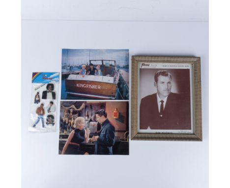 A sepia-toned framed head shot of Slim Whitman measuring 9.5"L x 0.75"W x 11.5"H, 2 color promotional photos from Elvis movie